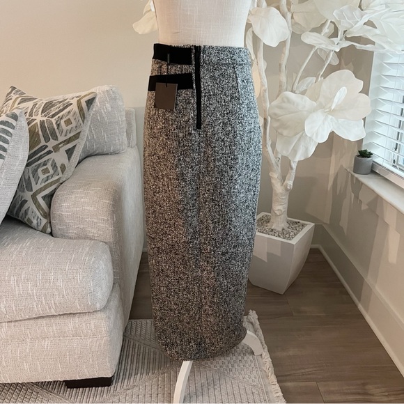 J LUX Label Gisele Gray Tweed Slit Women's Skirt - Picture 8 of 11